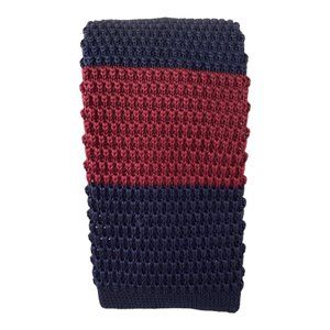 XM Burgundy & Blue Striped Polyester Knit Tie 56"- 2.2" EC